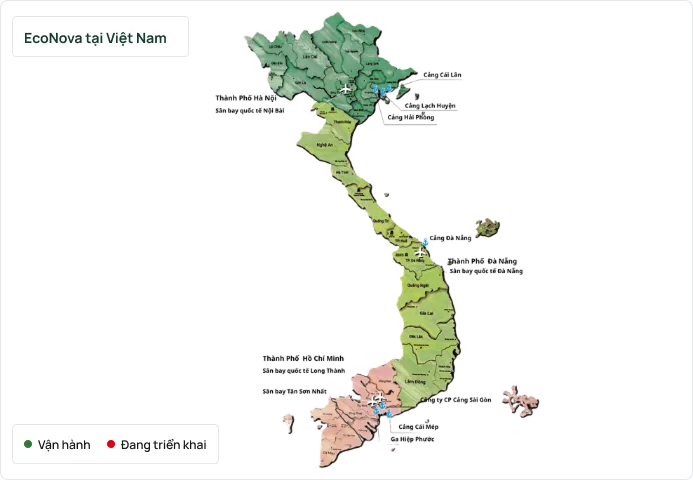 Bản đồ mạng lưới EcoNova tại Việt Nam